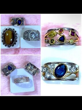 925 Sterling Silver Blue Sapphire Accent Ring Size 10 Bundle A lot